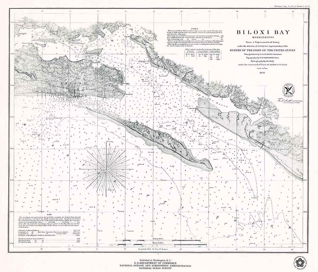 1976 Nautical Map of Biloxi Bay Mississippi