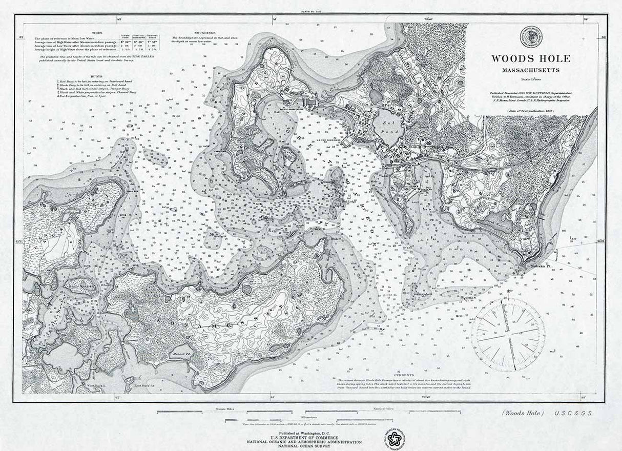 1976 Nautical Map of Woods Hole Massachusetts