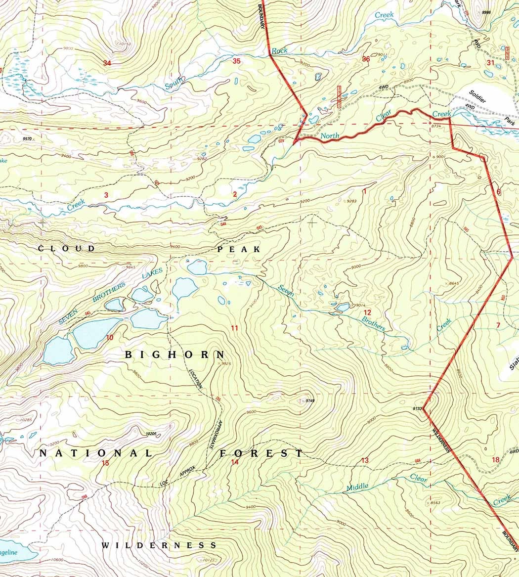 1993 Topo Map of Lake Angeline Wyoming WY Bighorn Forest