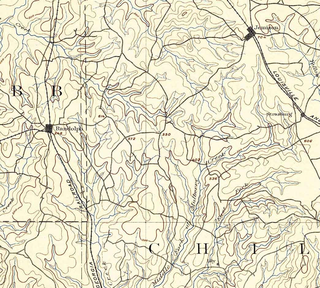 1891 Topo Map of Clanton Alabama