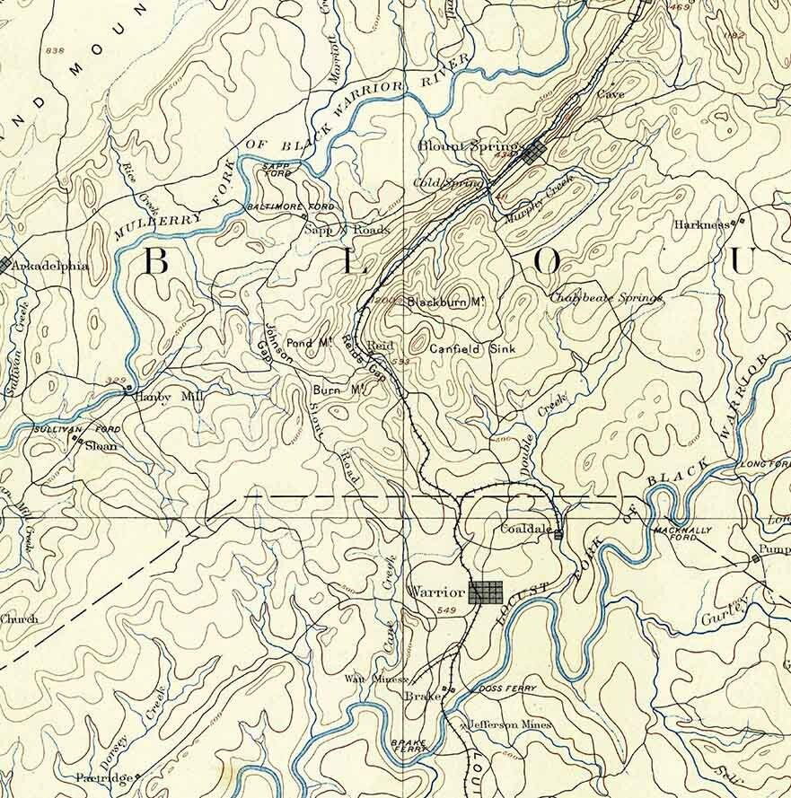 1892 Topo Map of Birmingham Alabama