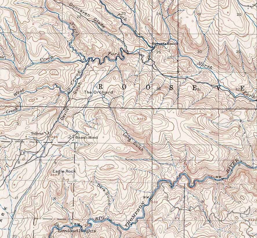 1905 Topo Map of Mount Olympus Colorado