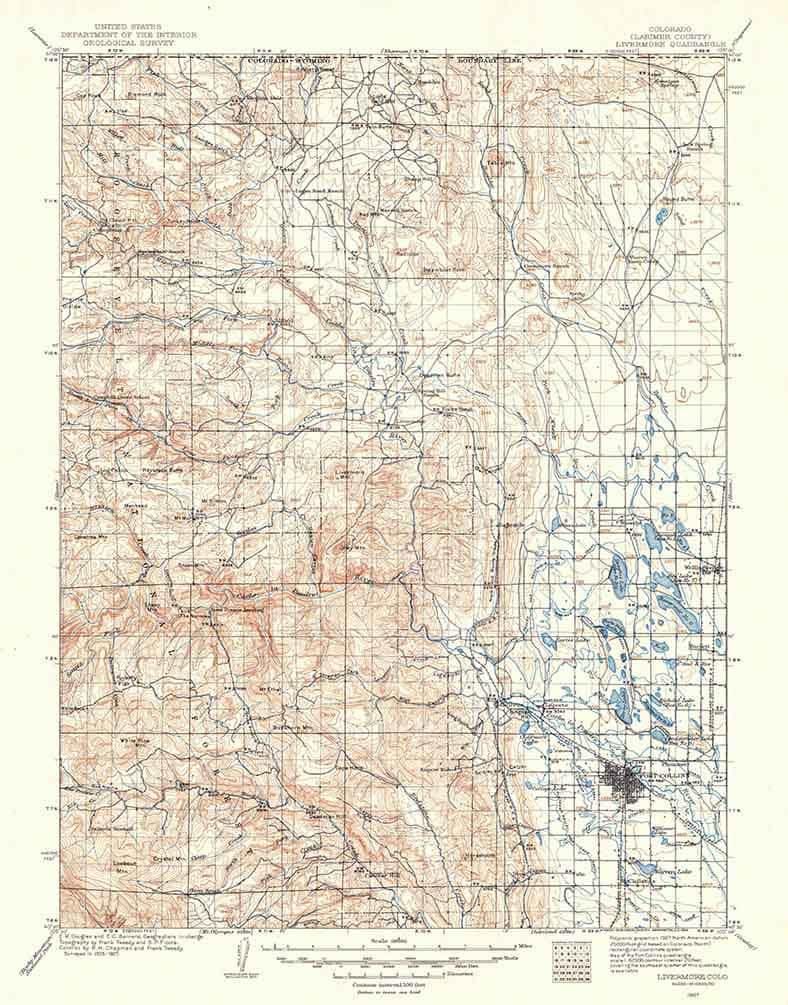 1907 Topo Map of Livermore Colorado