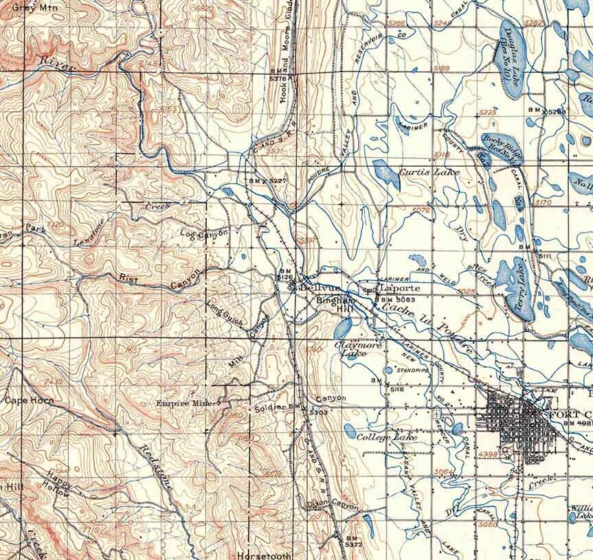 1907 Topo Map of Livermore Colorado
