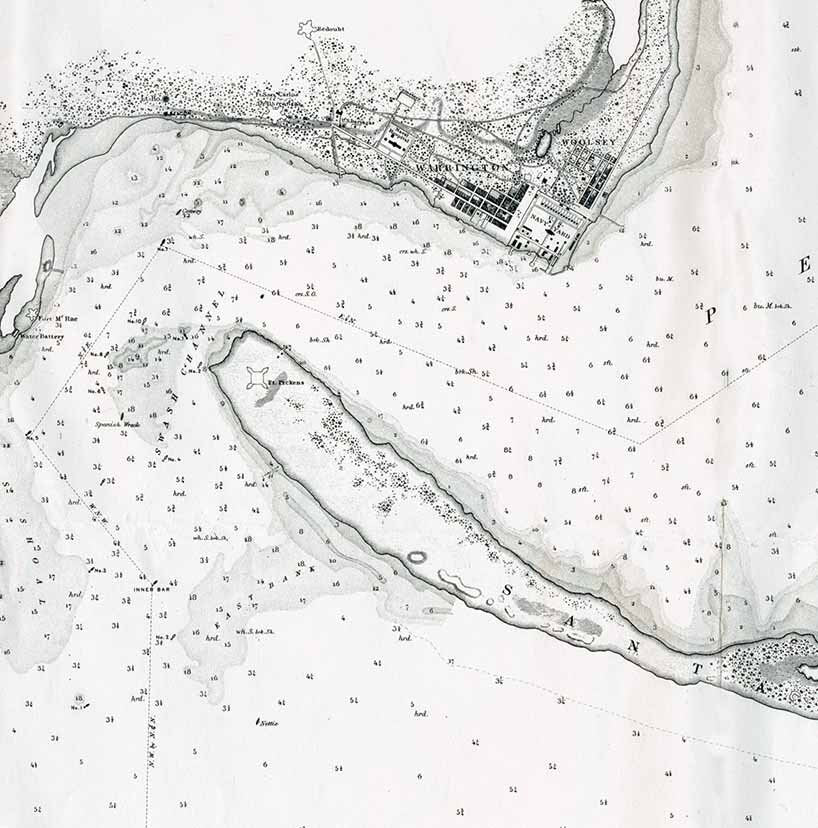 1877 Nautical Map of Pensacola Bay Florida
