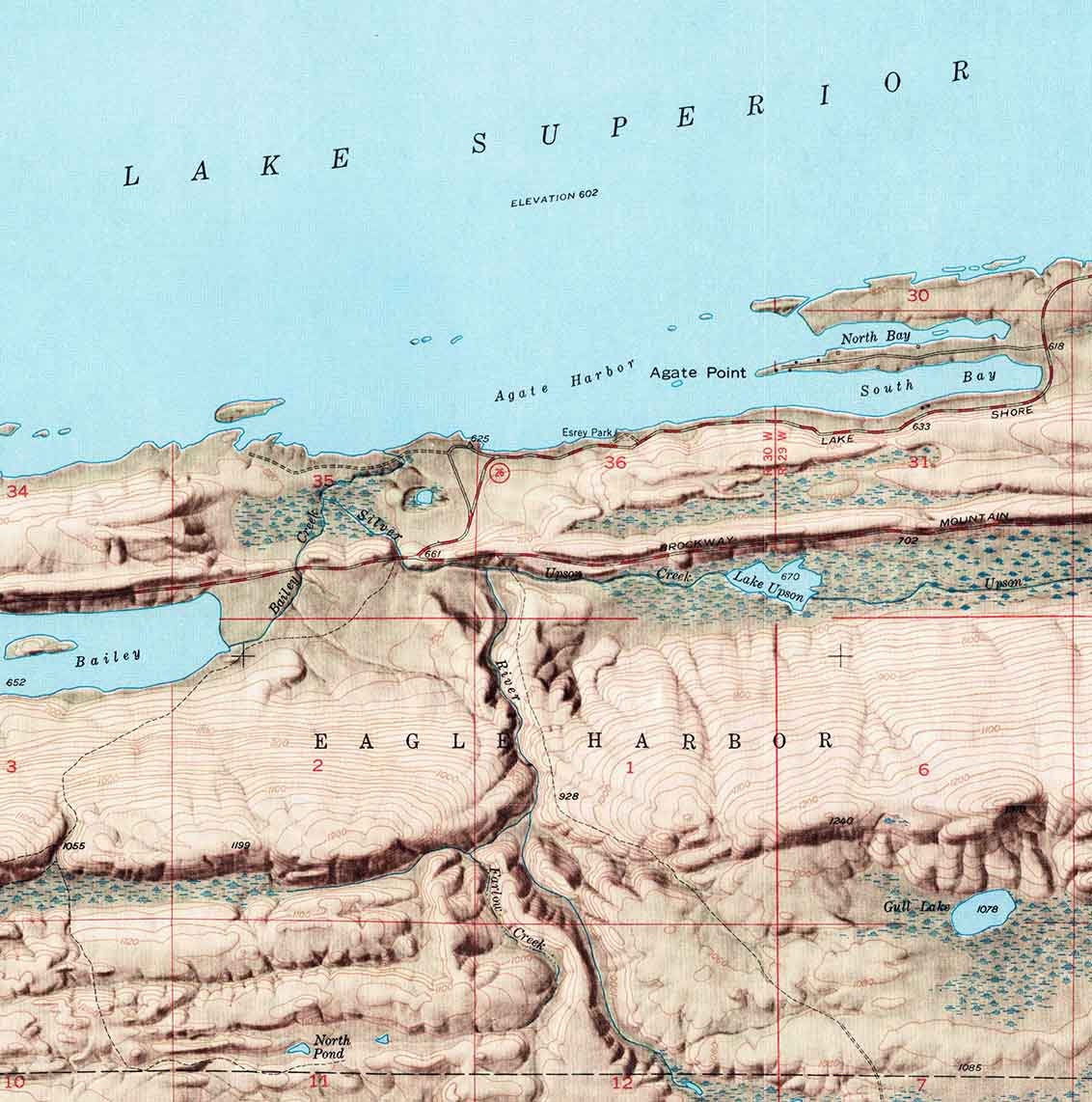 1948 Topo Map of Delaware Michigan Lake Superior