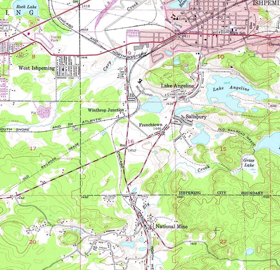 1952 Topo Map of Ishpeming Michigan