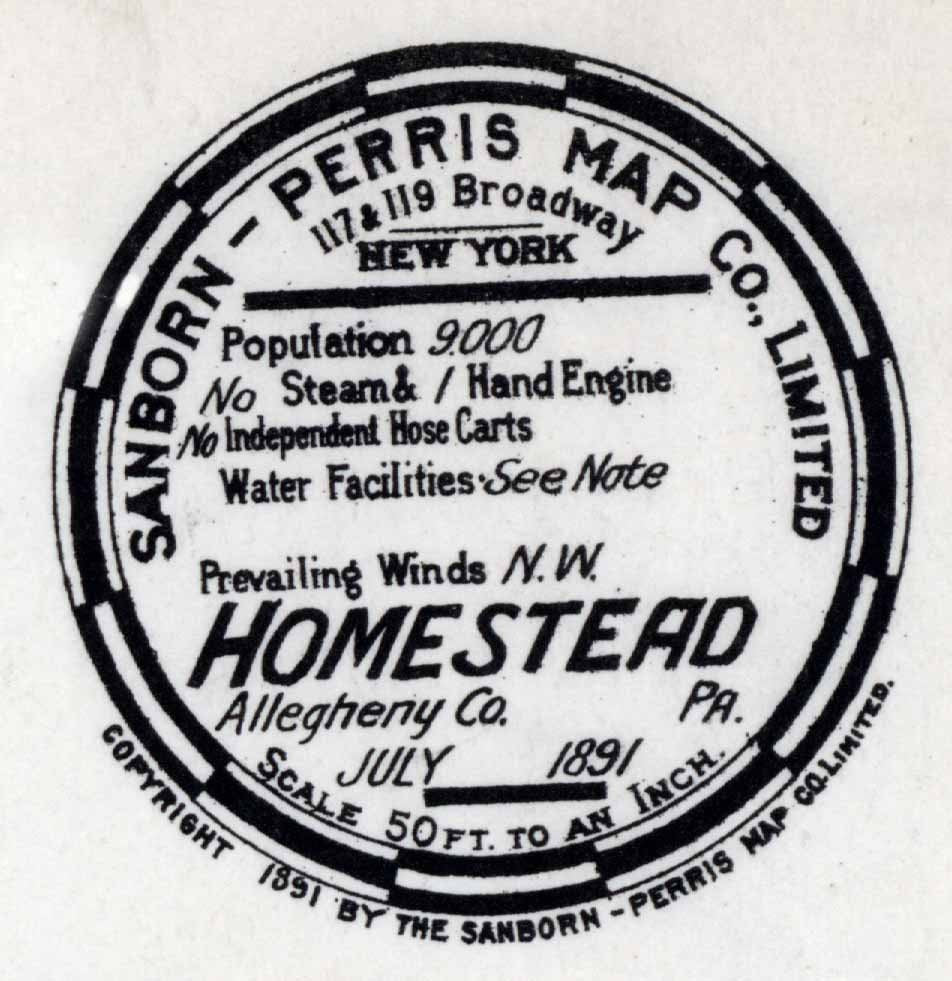 1891 Town Map of Homestead Allegheny County Pennsylvania