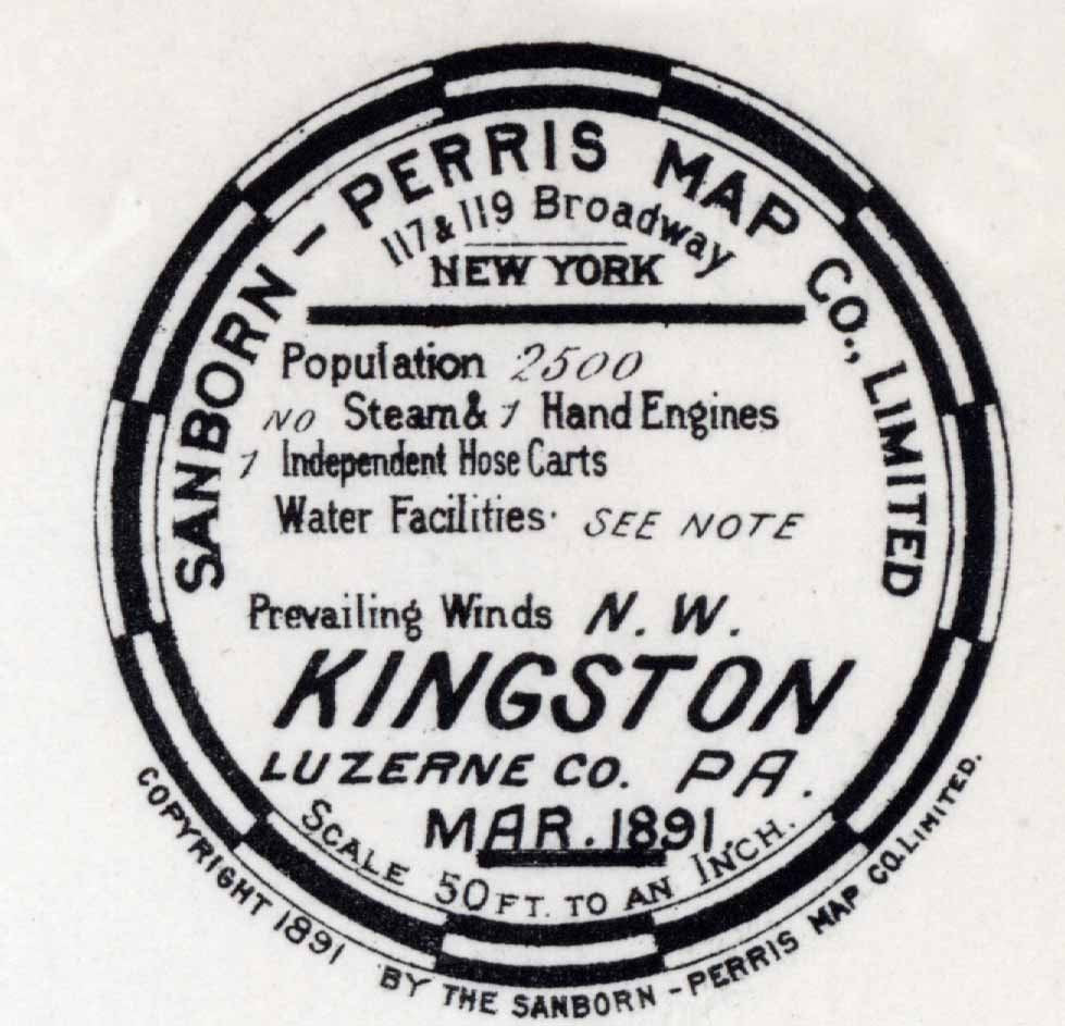 1891 Town Map of Kingston Luzerne County Pennsylvania