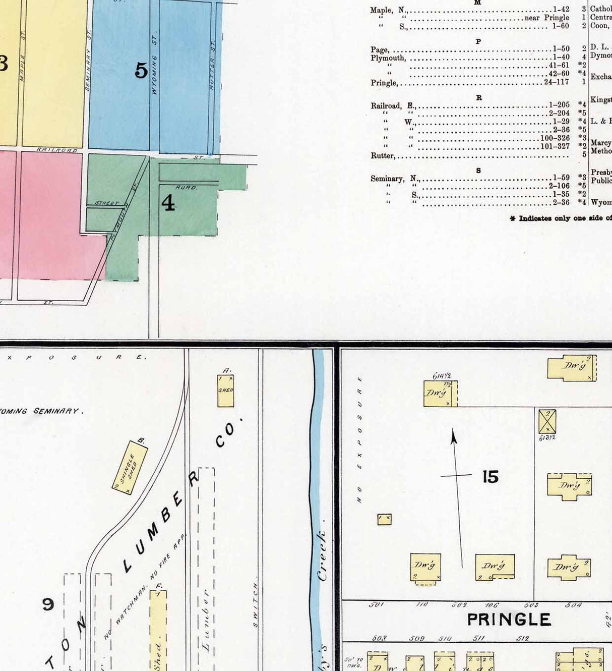 1891 Town Map of Kingston Luzerne County Pennsylvania