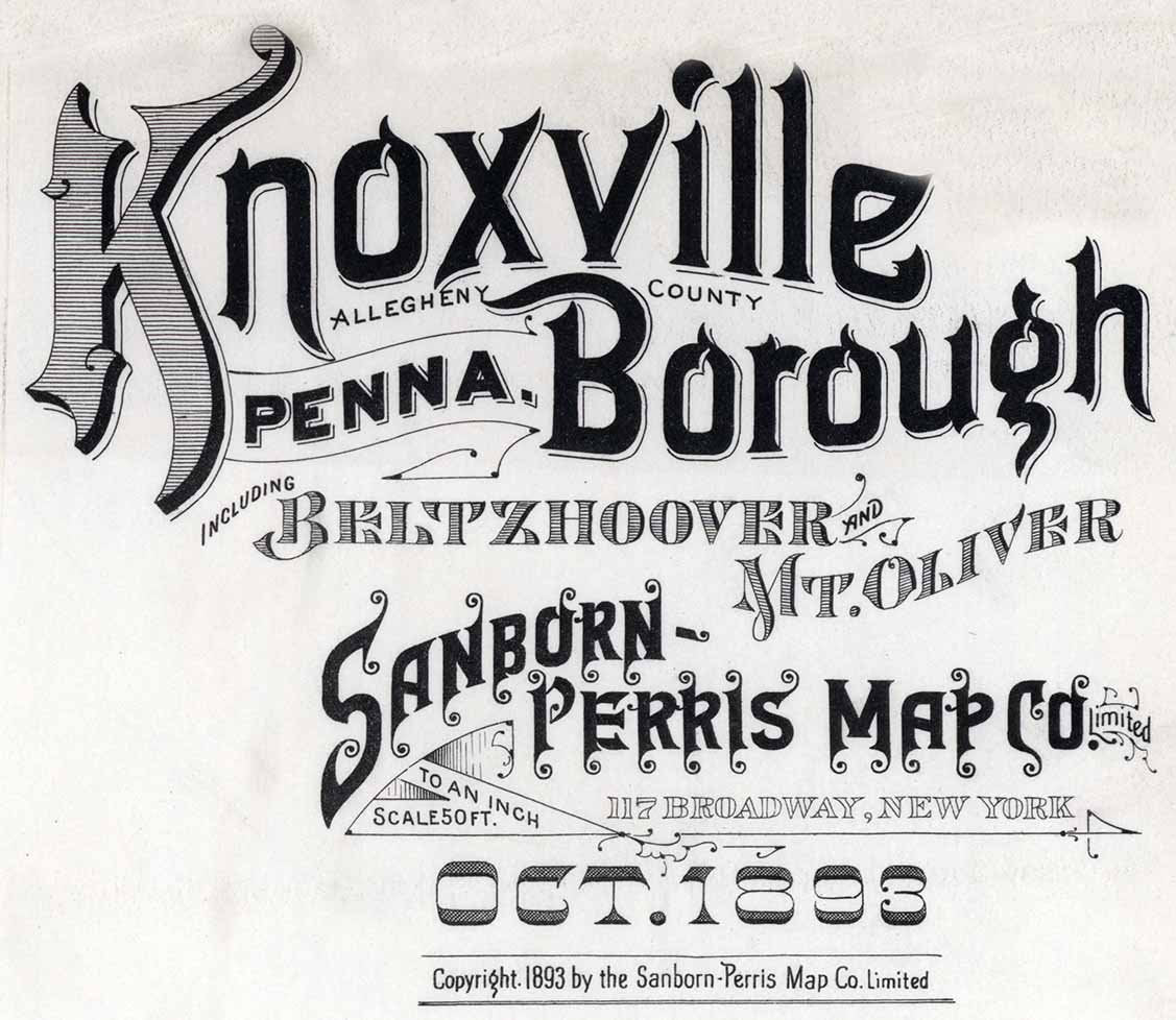 1893 Town Map of Knoxville Borough Allegheny County Pennsylvania