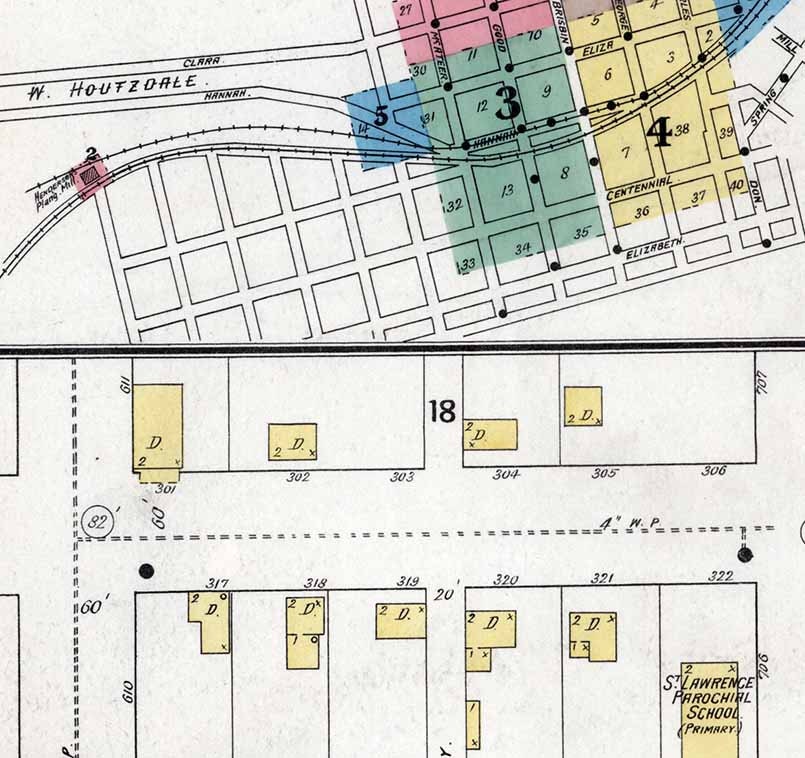 1894 Town Map of Houtzdale Clearfield County Pennsylvania