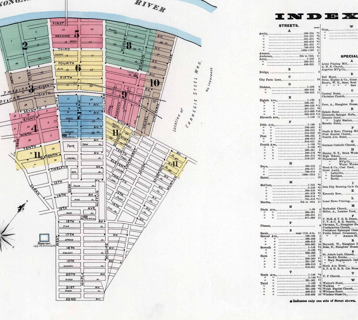 1896 Town Map of Homestead Allegheny County Pennsylvania