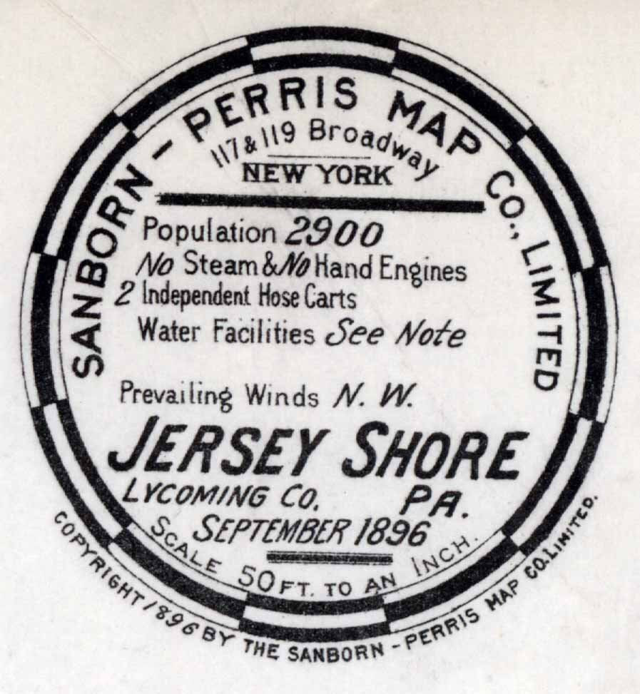 1896 Town Map of Jersey Shore Lycoming County Pennsylvania