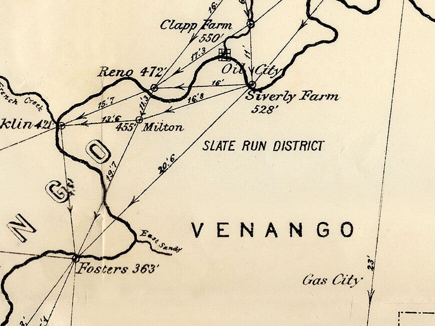 1878 Map of the Venango and Clarion Oil Well Belt Pennsylvania