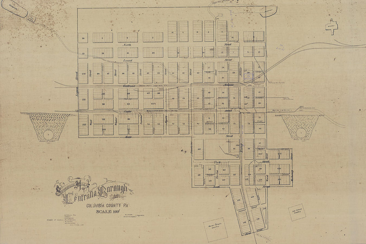 1961 Map of Centralia Borough Columbia County Pennsylvania