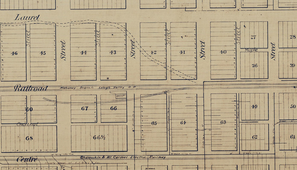 1961 Map of Centralia Borough Columbia County Pennsylvania