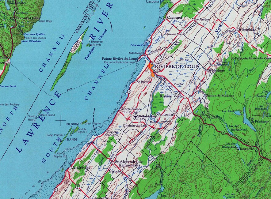 1962 Topo Map of Edmundston NB Quebec Canada & Maine