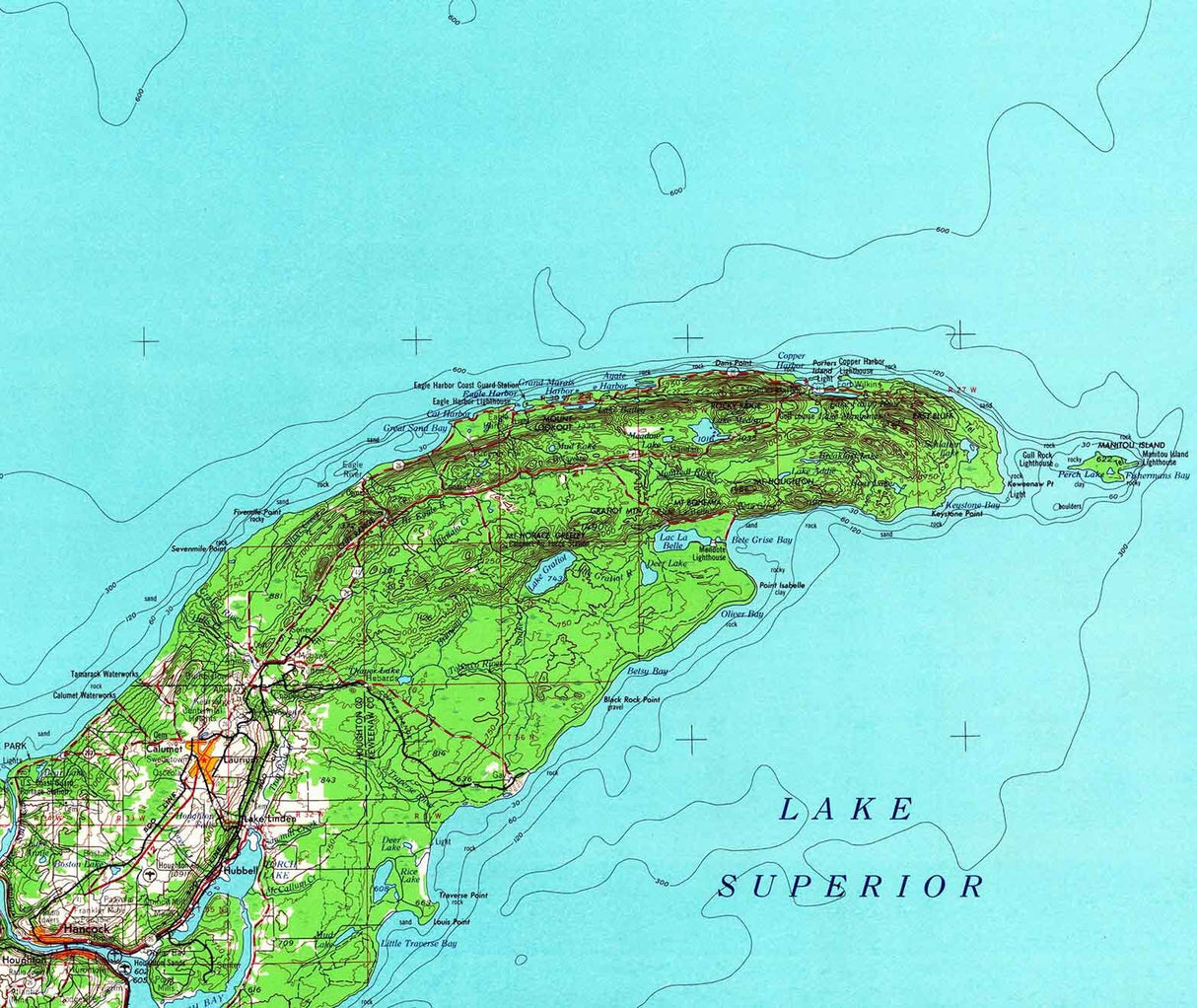 1958 Topo Map of Hancock Michigan Lake Superior