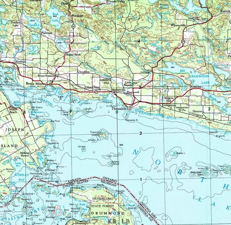 1961 Topo Map of Blind River Michigan Lake Huron