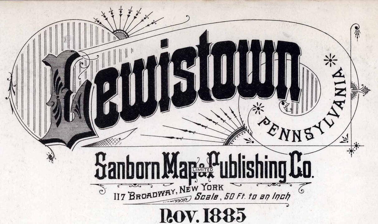 1885 Town Map of Lewistown Mifflin County Pennsylvania