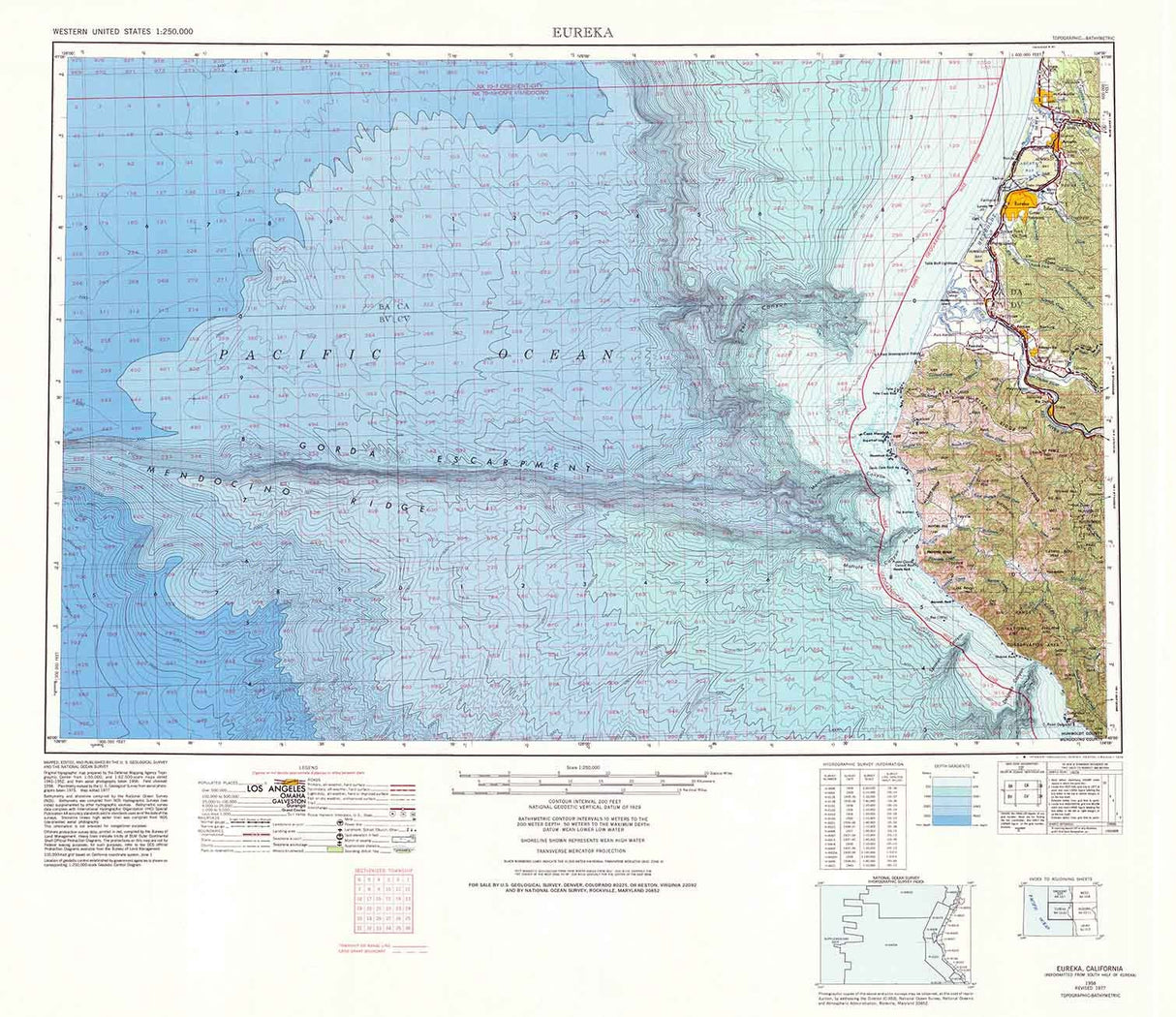 1958 Topo Map of Eureka California