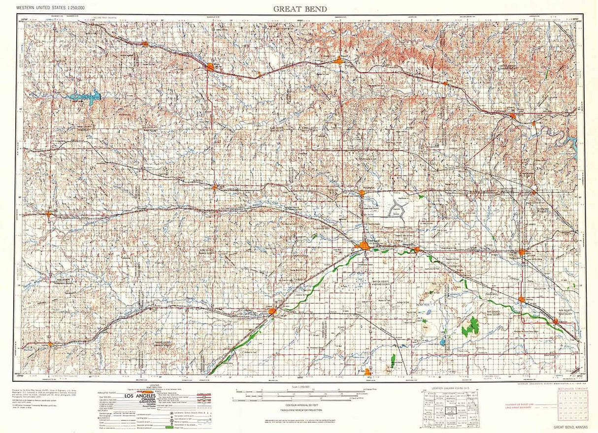 1958 Topo Map of Great Bend Kansas Hoisington