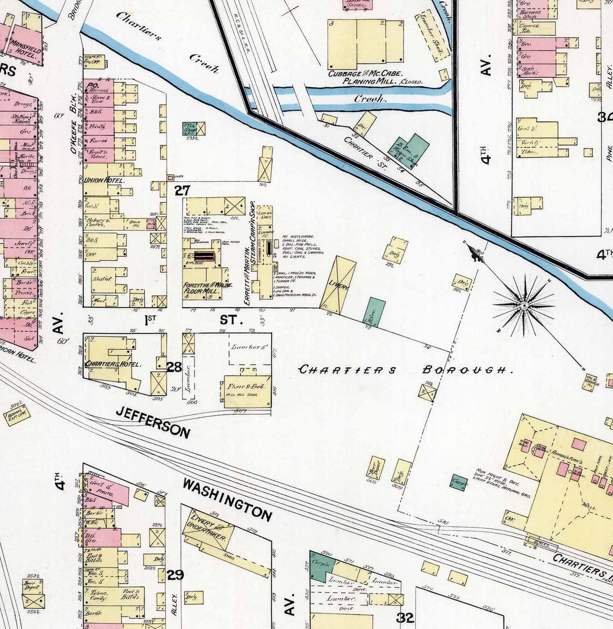 1889 Town Map of Mansfield Borough Allegheny County Pennsylvania