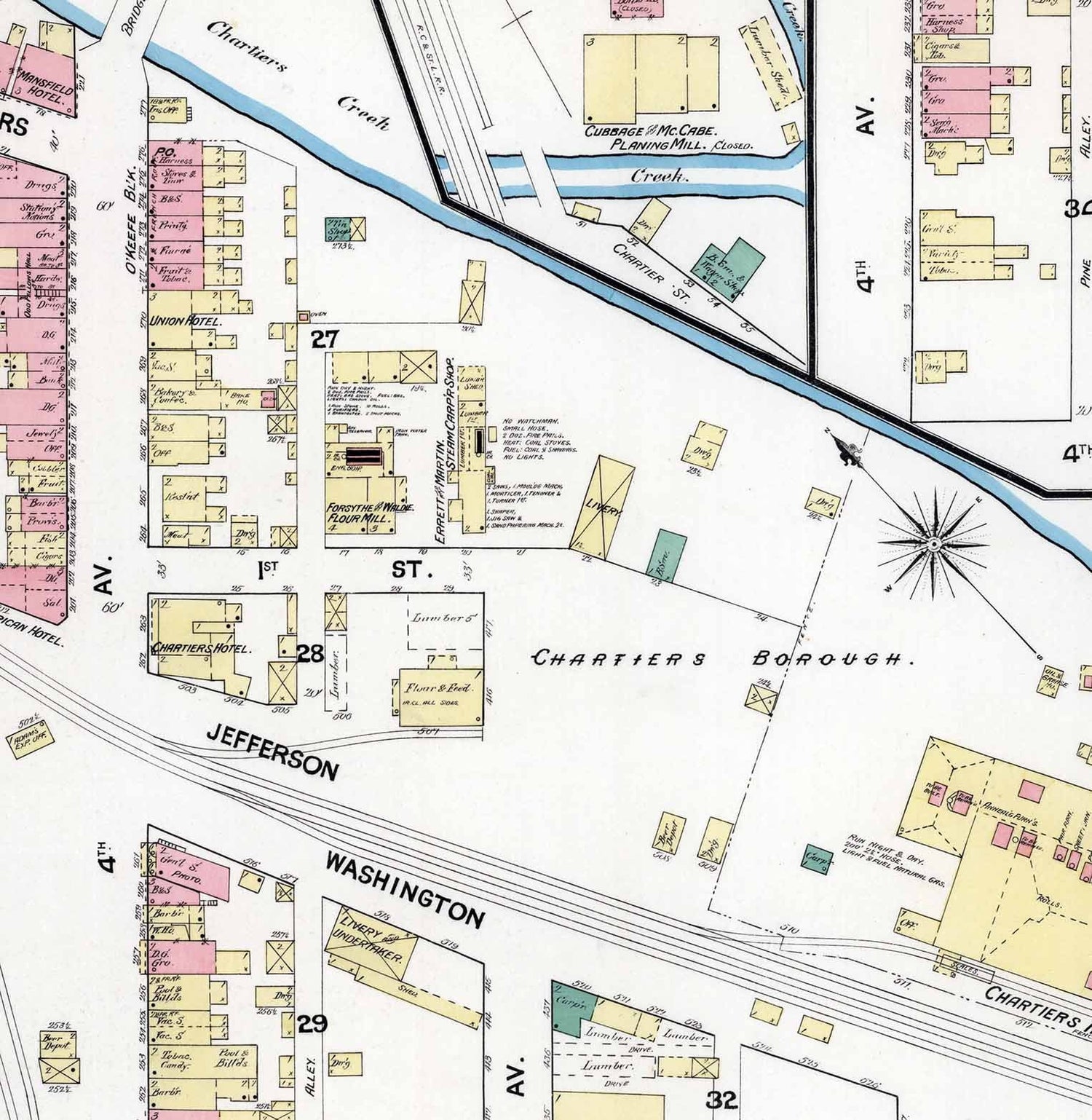 1889 Town Map of Mansfield Borough Allegheny County Pennsylvania