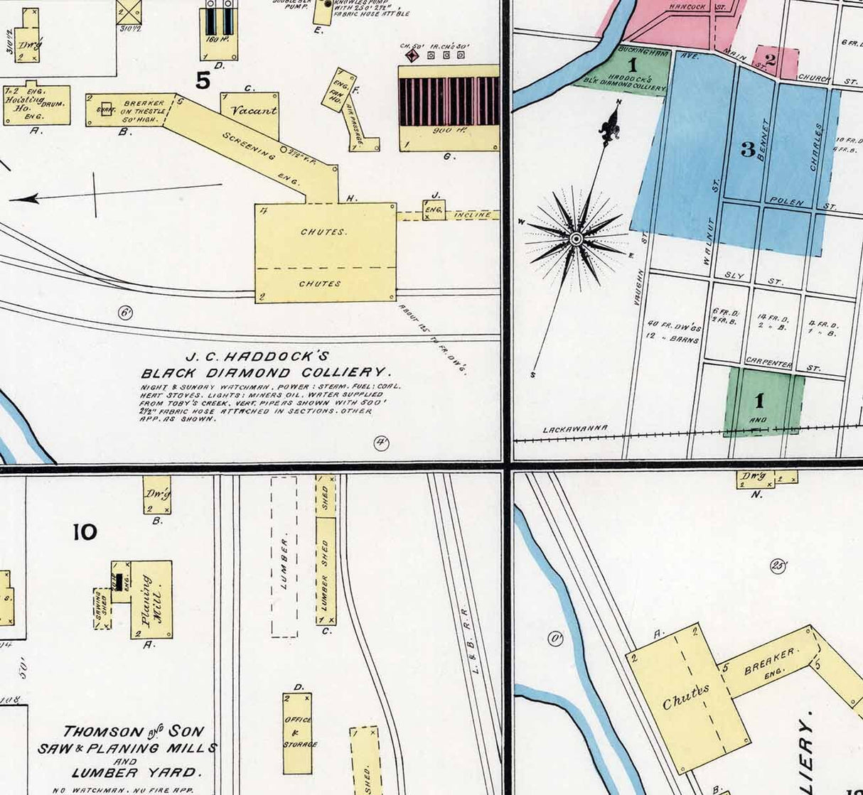 1891 Town Map of Luzerne County Pennsylvania