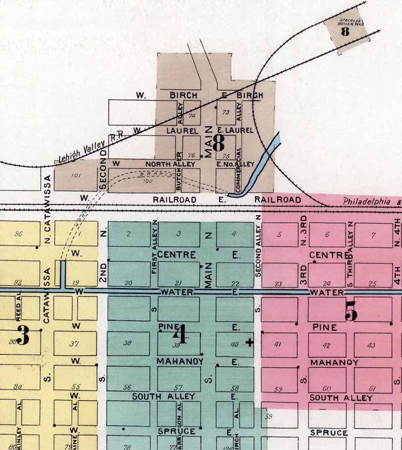 1896 Town Map of Mahanoy City Schuylkill County Pennsylvania