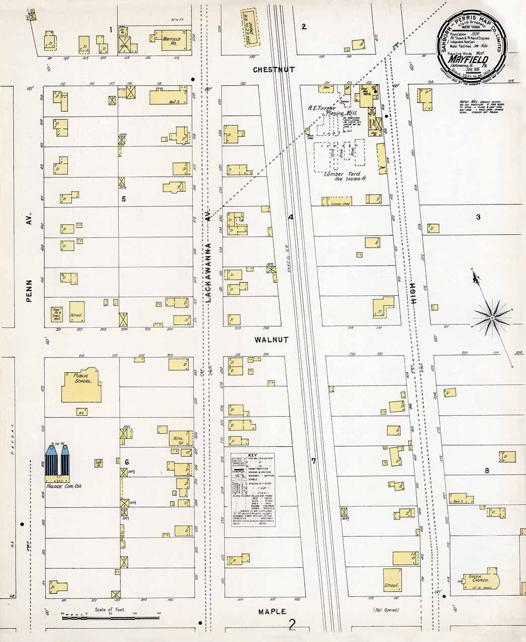 1896 Town Map of Mayfield Lackawanna County Pennsylvania