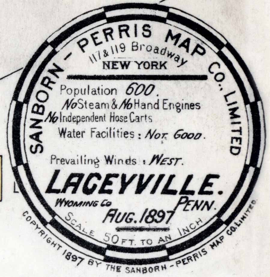 1897 Town Map of Laceyville Wyoming County Pennsylvania