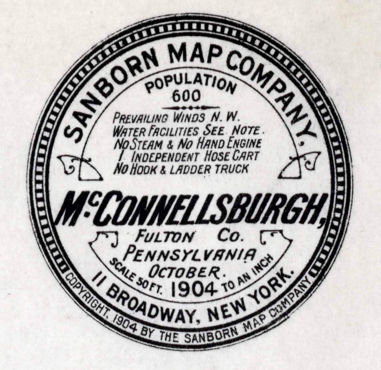 1904 Town Map of McConnellsburgh Fulton County Pennsylvania