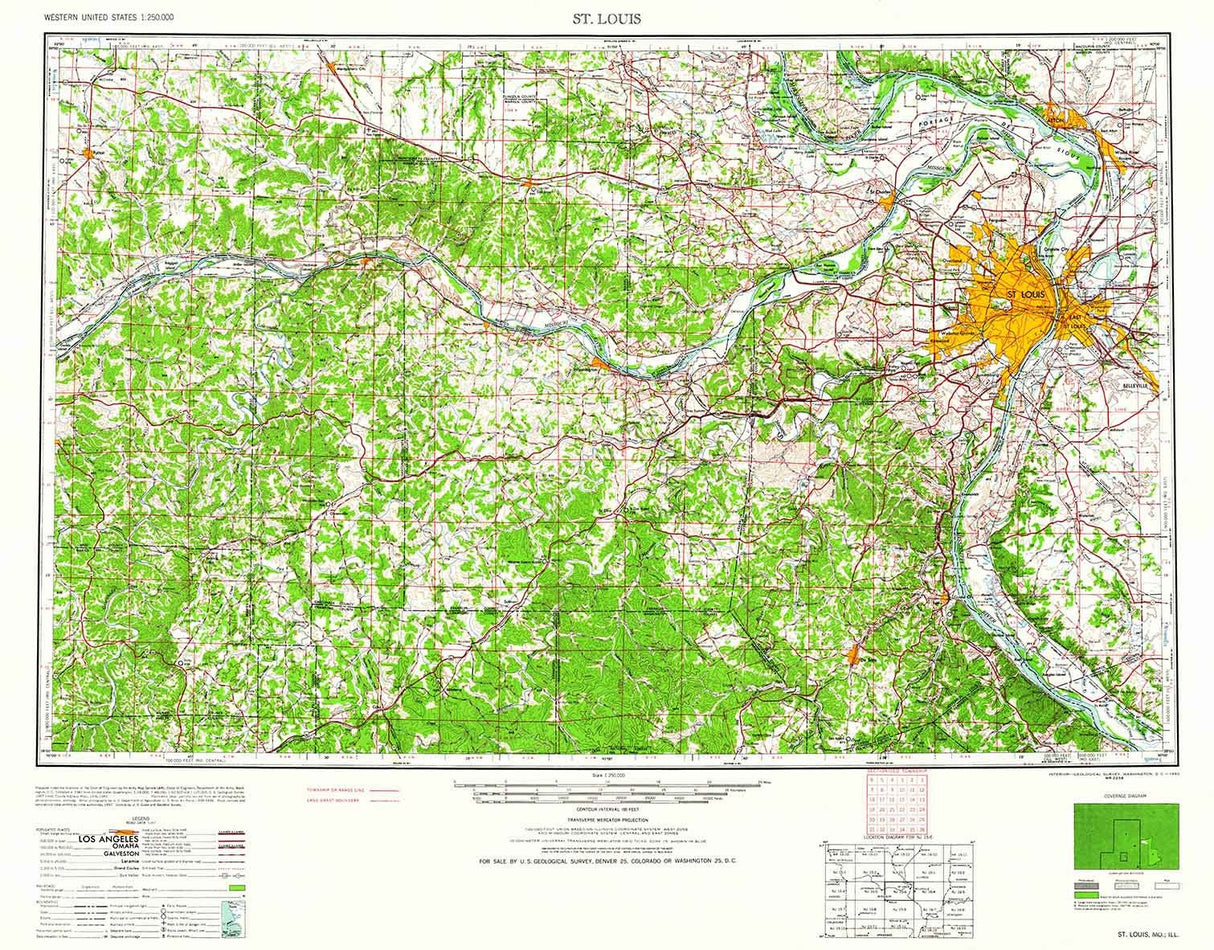 1962 Topo Map of St Louis Missouri