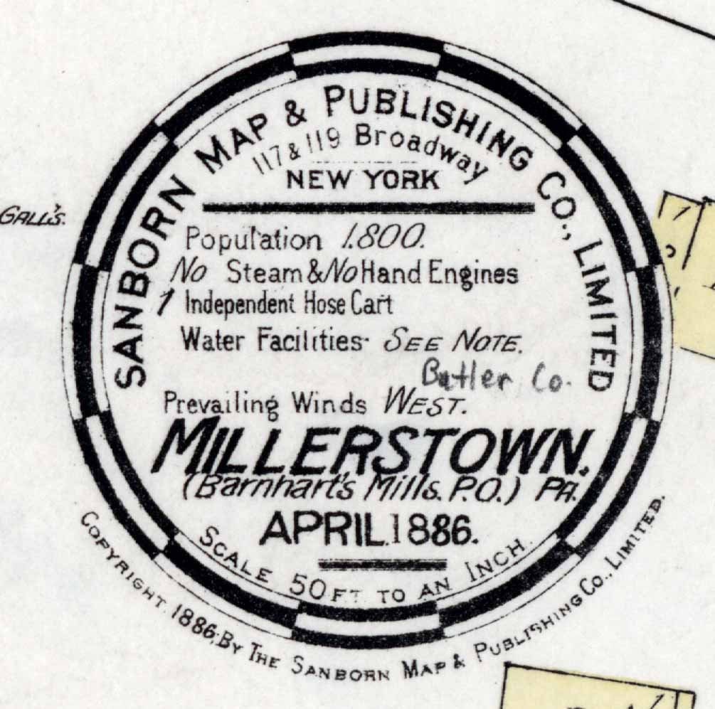 1886 Town Map of Millerstown Butler County Pennsylvania