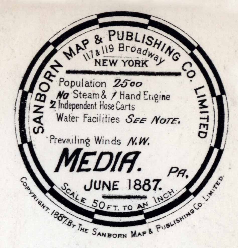 1887 Town Map of Media Delaware County Pennsylvania