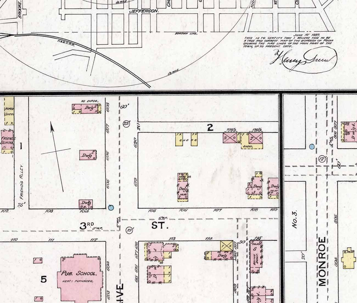 1887 Town Map of Media Delaware County Pennsylvania