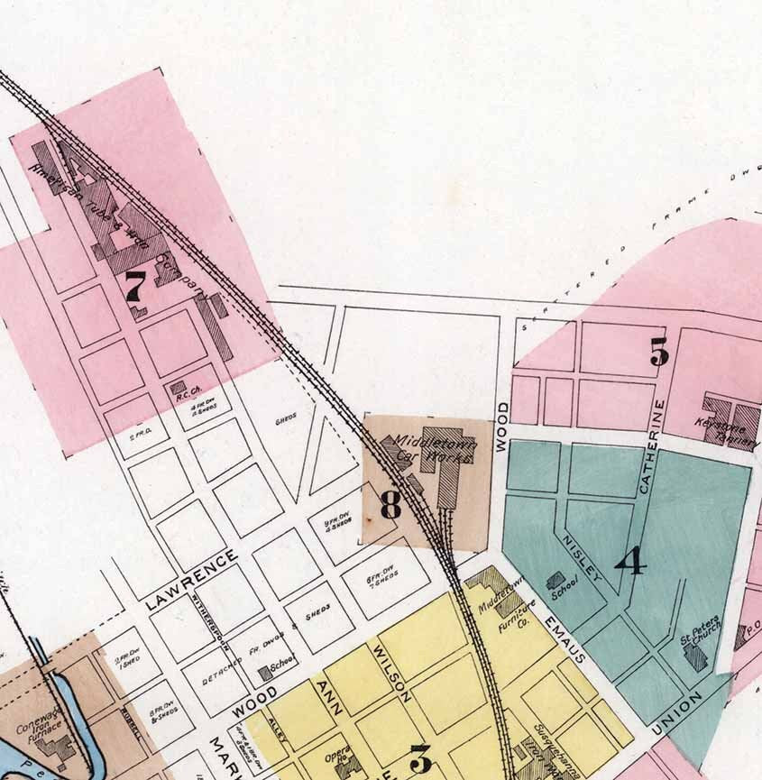 1888 Town Map of Middletown Dauphin County Pennsylvania