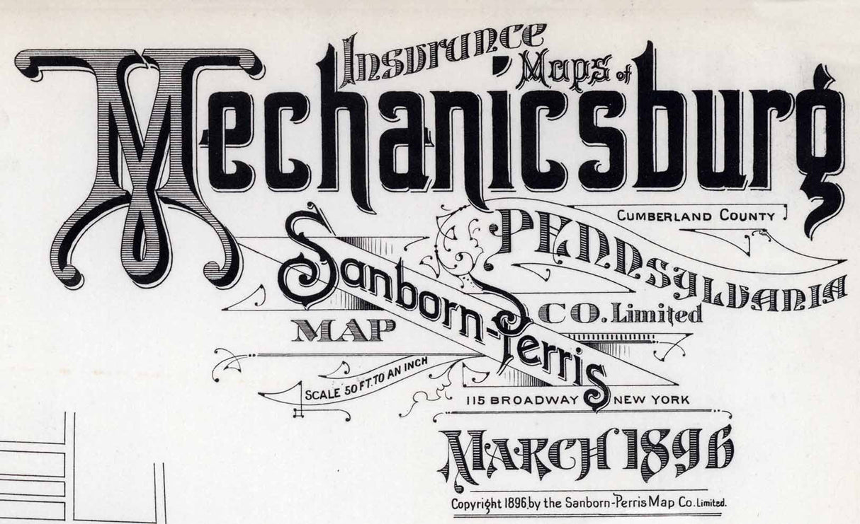 1896 Town Map of Mechanicsburg Cumberland County Pennsylvania