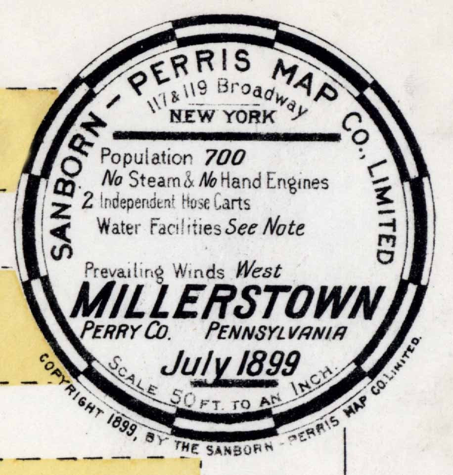 1899 Town Map of Millerstown Perry County Pennsylvania