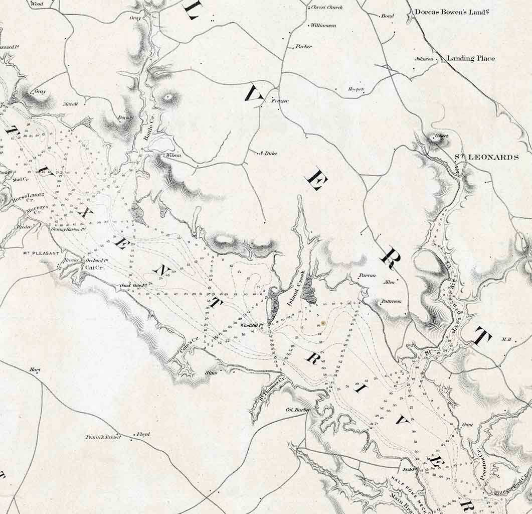 1857 Map of Patuxent & Saint Marys Rivers Maryland