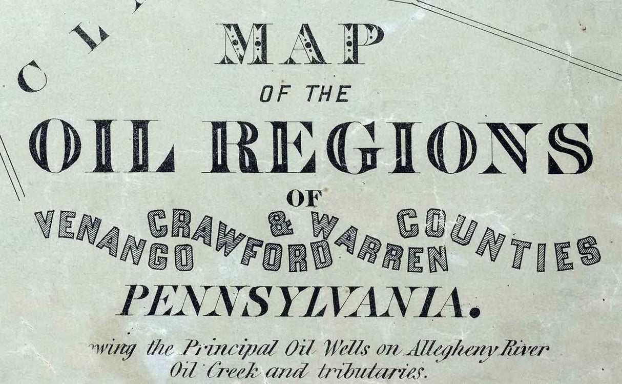 1860 Map of the oil regions of Venango Crawford & Warren County Pennsylvania