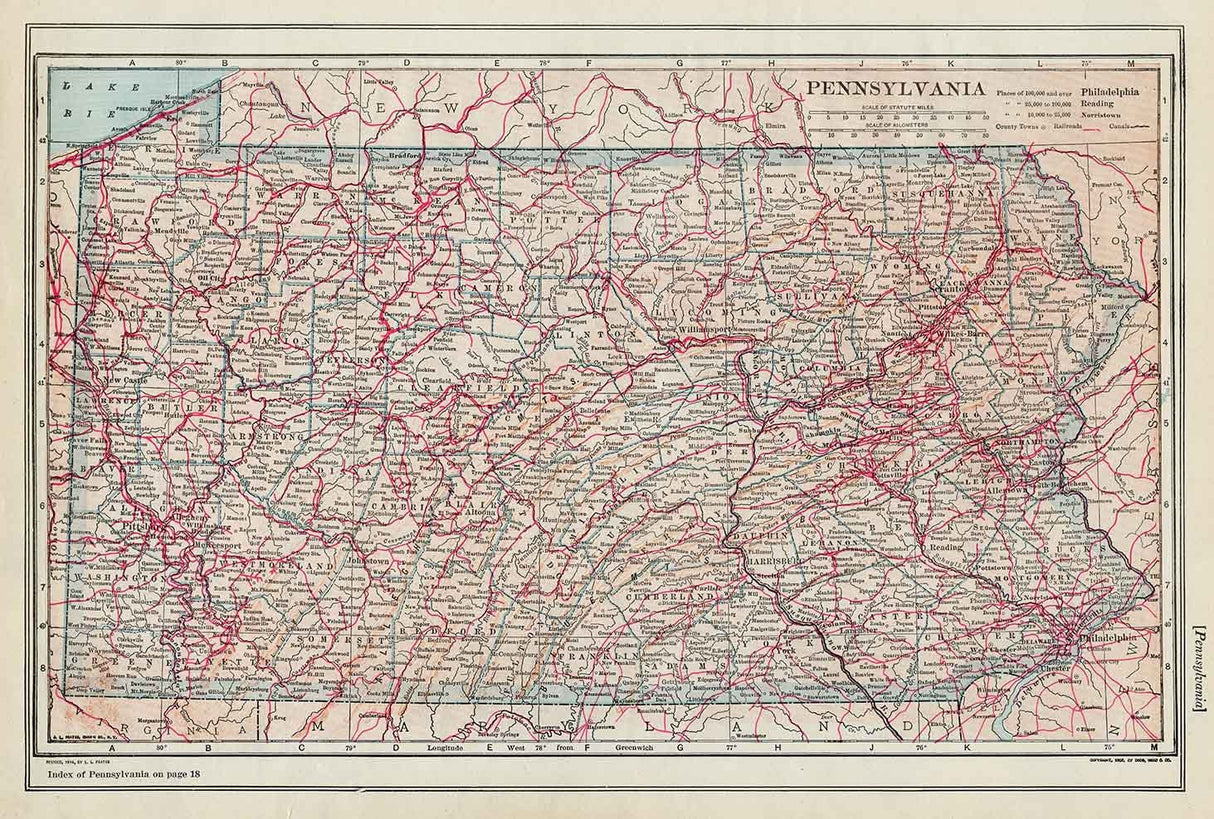 1914 Map of Pennsylvania