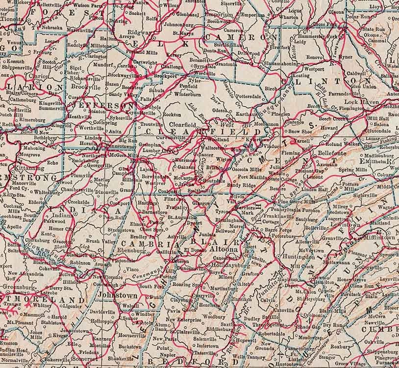 1914 Map of Pennsylvania