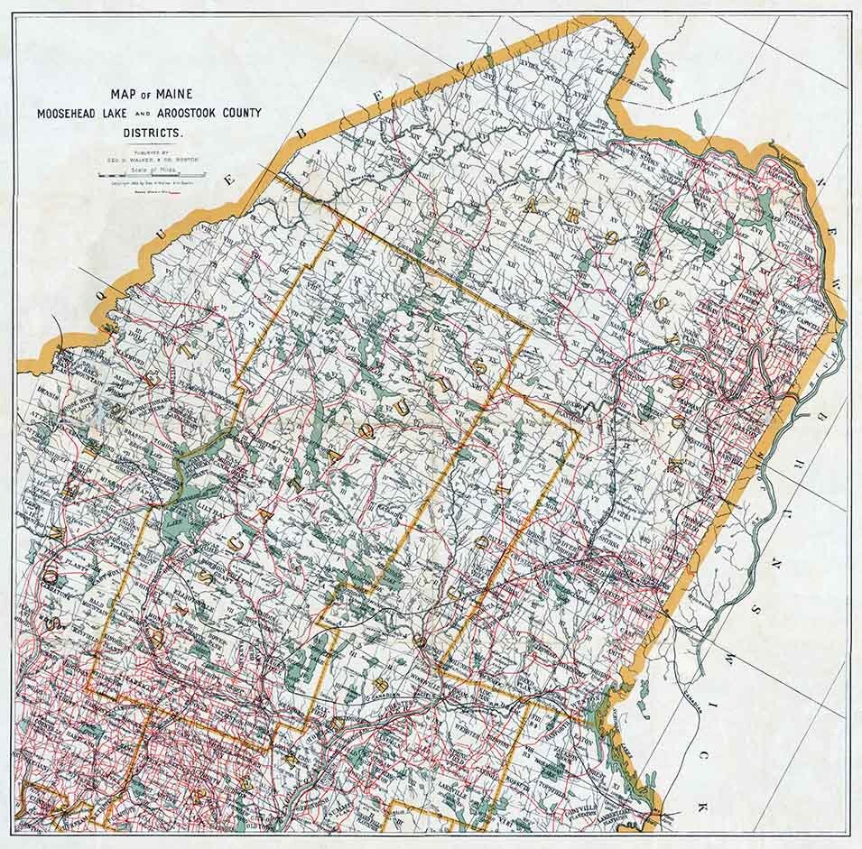 1895 Map of Maine Moosehead Lake and Aroostook County