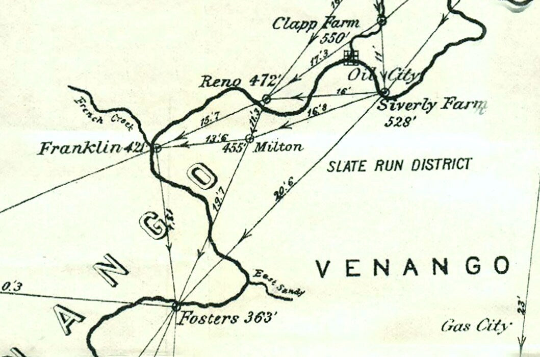1878 Map of the Venango and Clarion Oil Belt Oil & Gas Fields