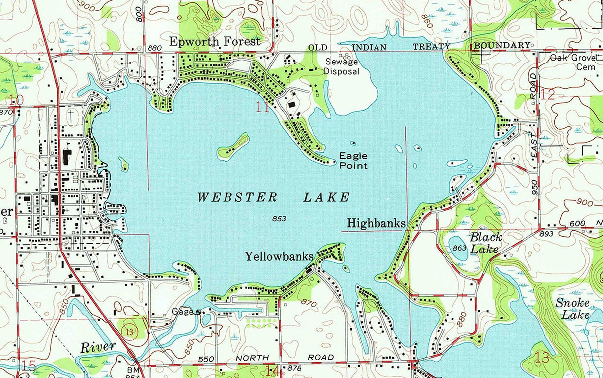 1962 Topo Map of North Webster Quadrangle Indiana Lake Webster