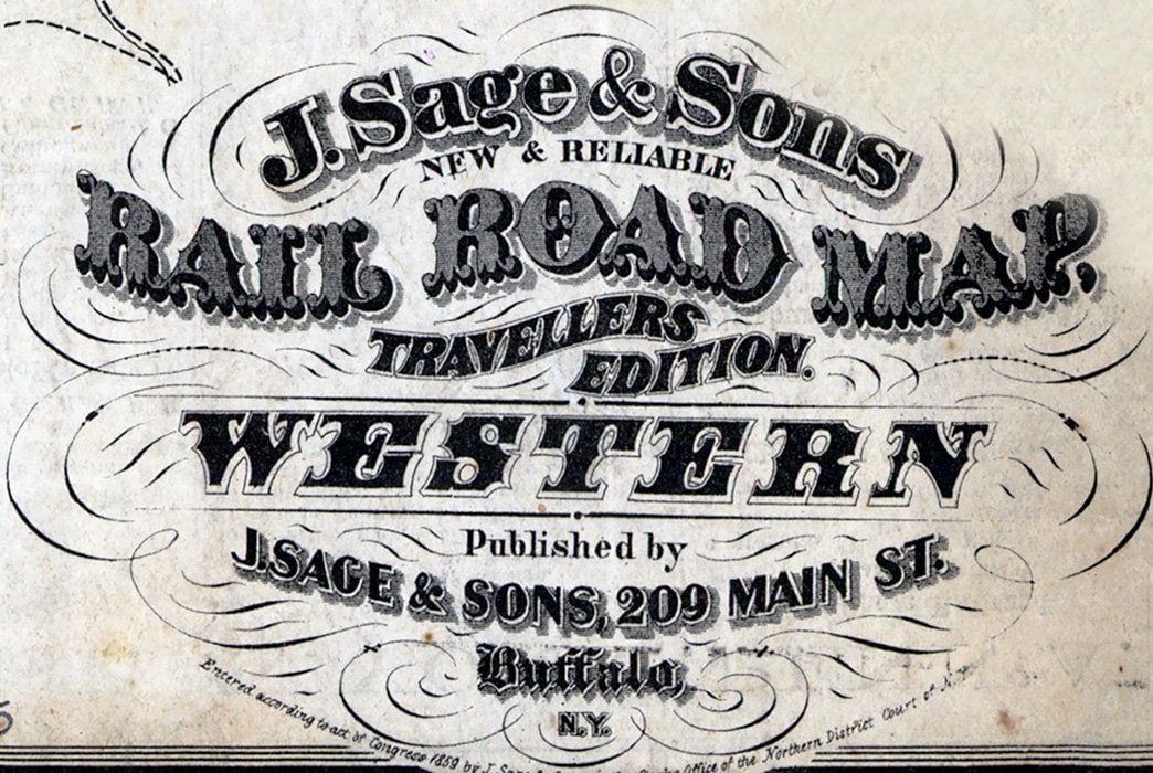 1859 Map of rail road travellers western Indiana Illinois Wisconsin Ohio