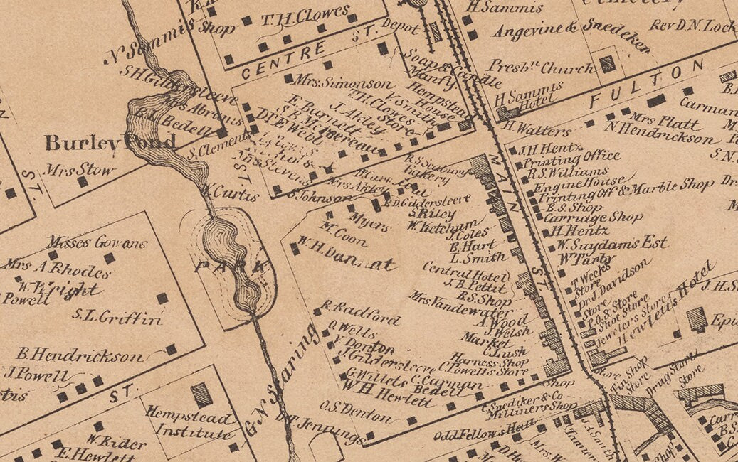 1859 Town Map of Hempstead New York